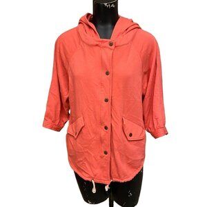 Stussy Coral Cotton Zip Snap Front Hoodie Size Large